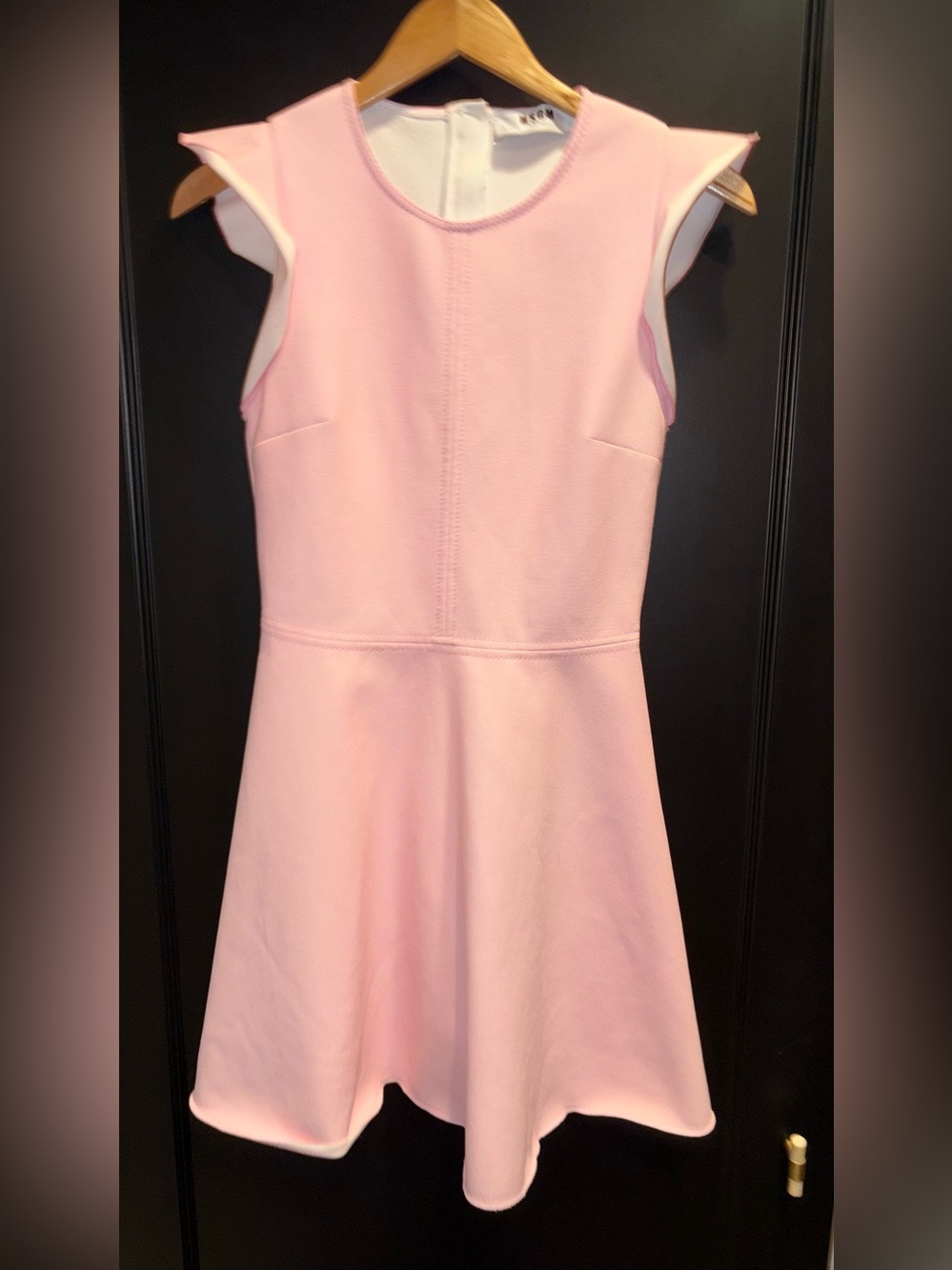 MSGM Pink Crewneck ruffle dress Sleeveless Dress size 40 runs small fit a 4